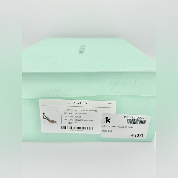 NWT Aquazzura Bow Tie Mesh Pump Heels 85 Mesh/Suede Black 37 W Box & Dust Bag - Picture 6 of 16